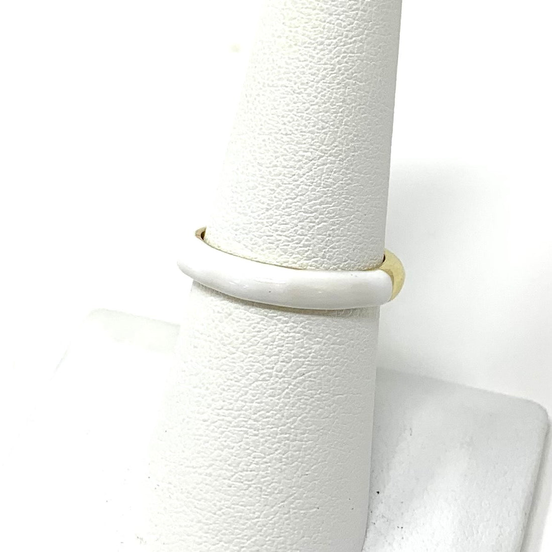 Boston Adjustable Enamel Ring in White