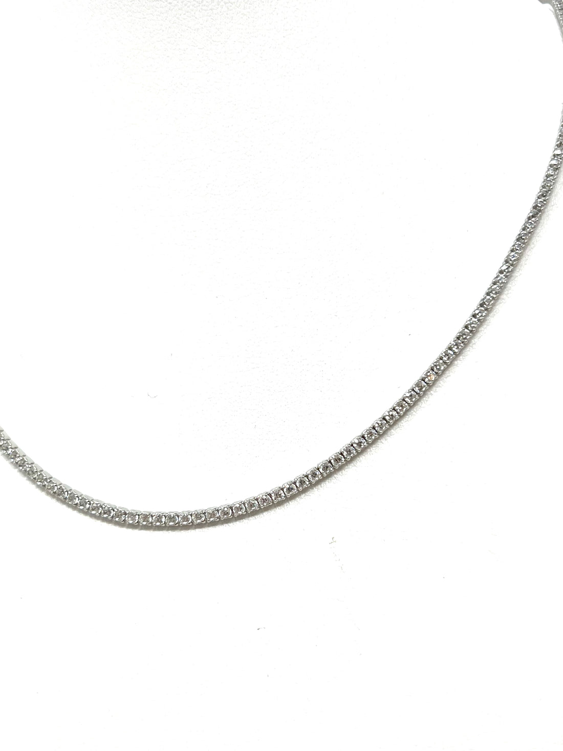 April Tennis Necklace in Silver with Clear Stones