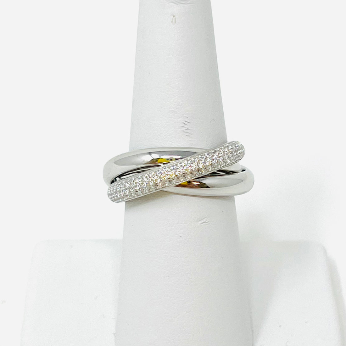 Pave Trio Ring in Silver