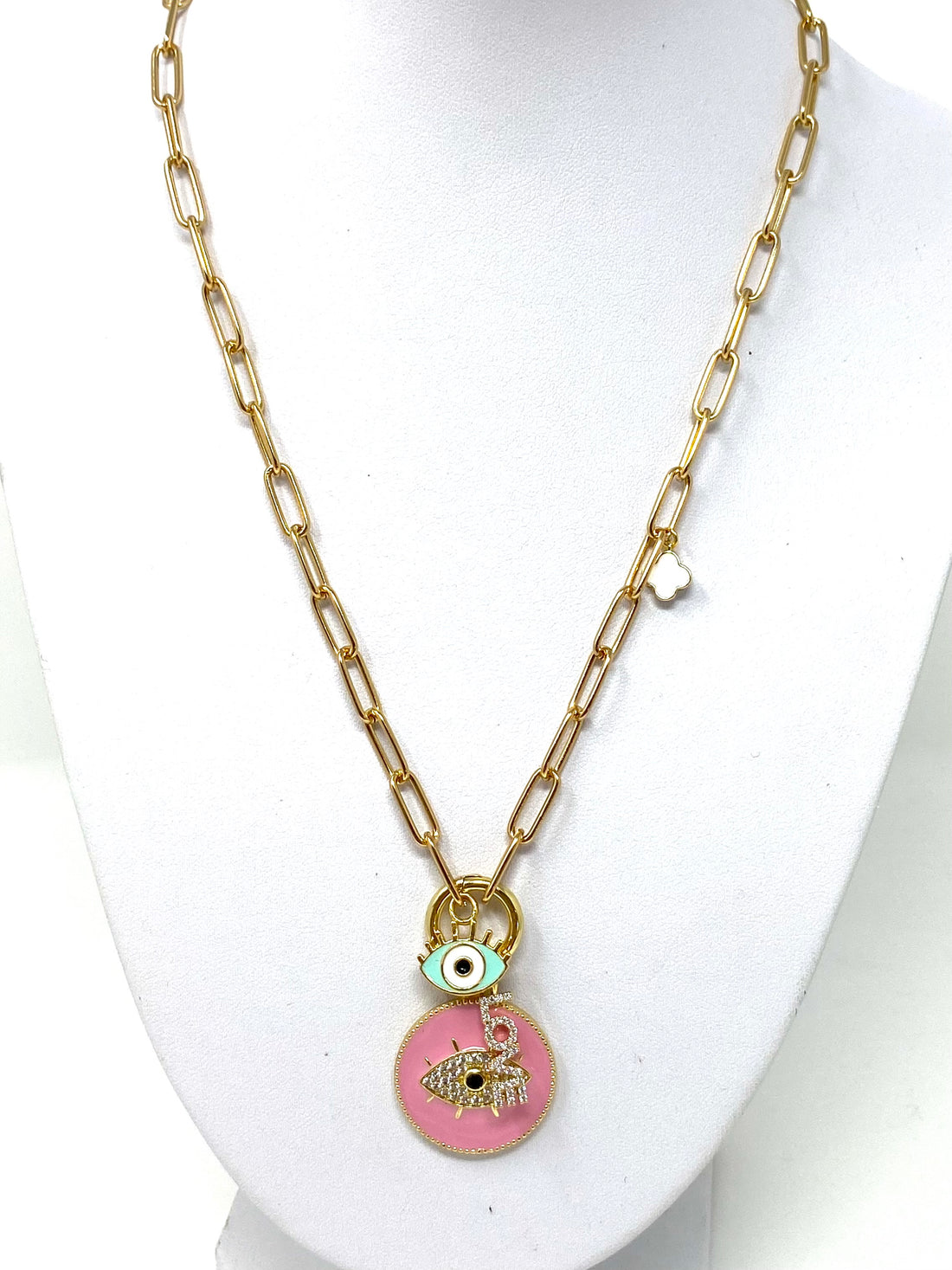 Soteria Charm Necklace in Pink