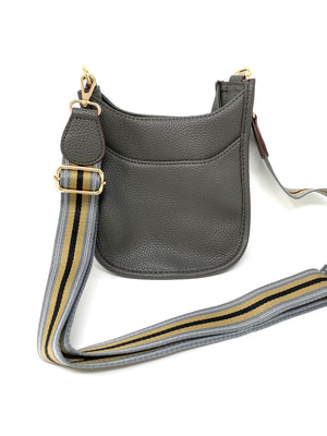 Mini Saddle Bag in Vegan Leather in Charcoal