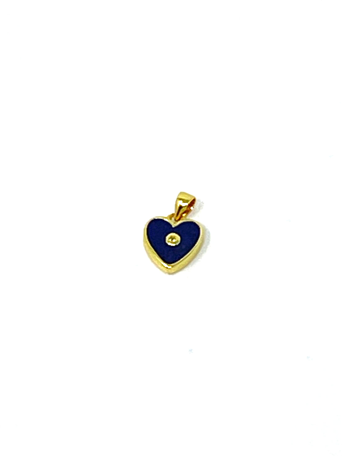 Charming Heart Charm with Single CZ in Blue Lapis