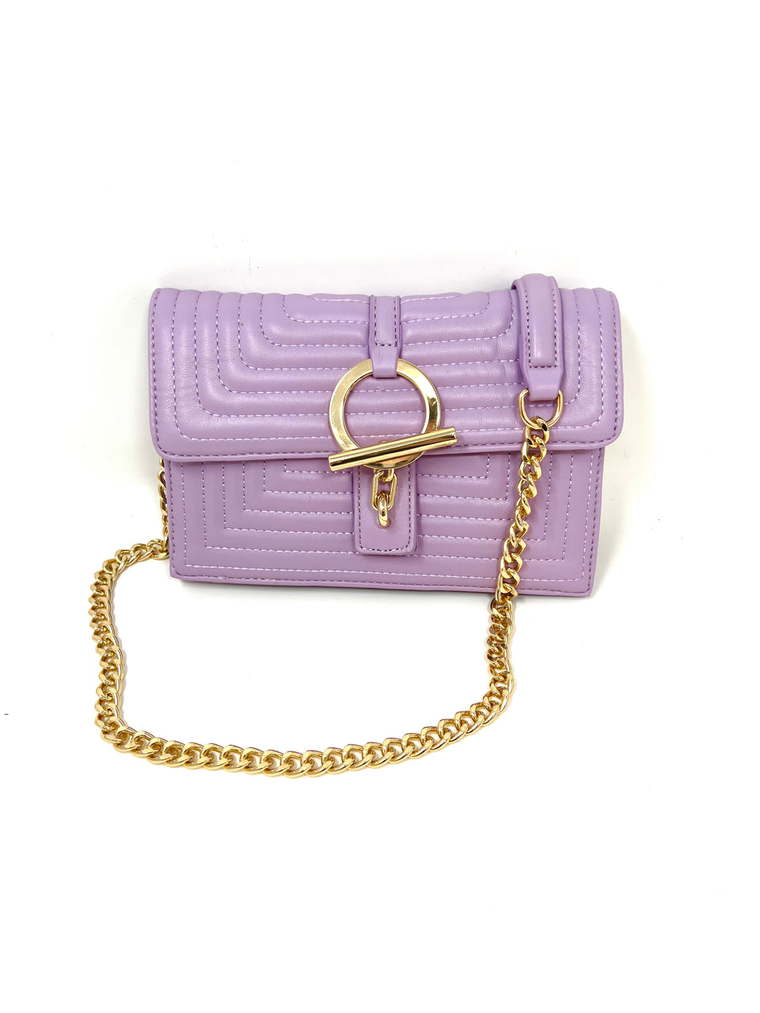 Quilted Toggle Lock Bag in Lilac