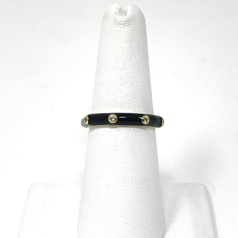 Chicago Adjustable Enamel Ring in Black
