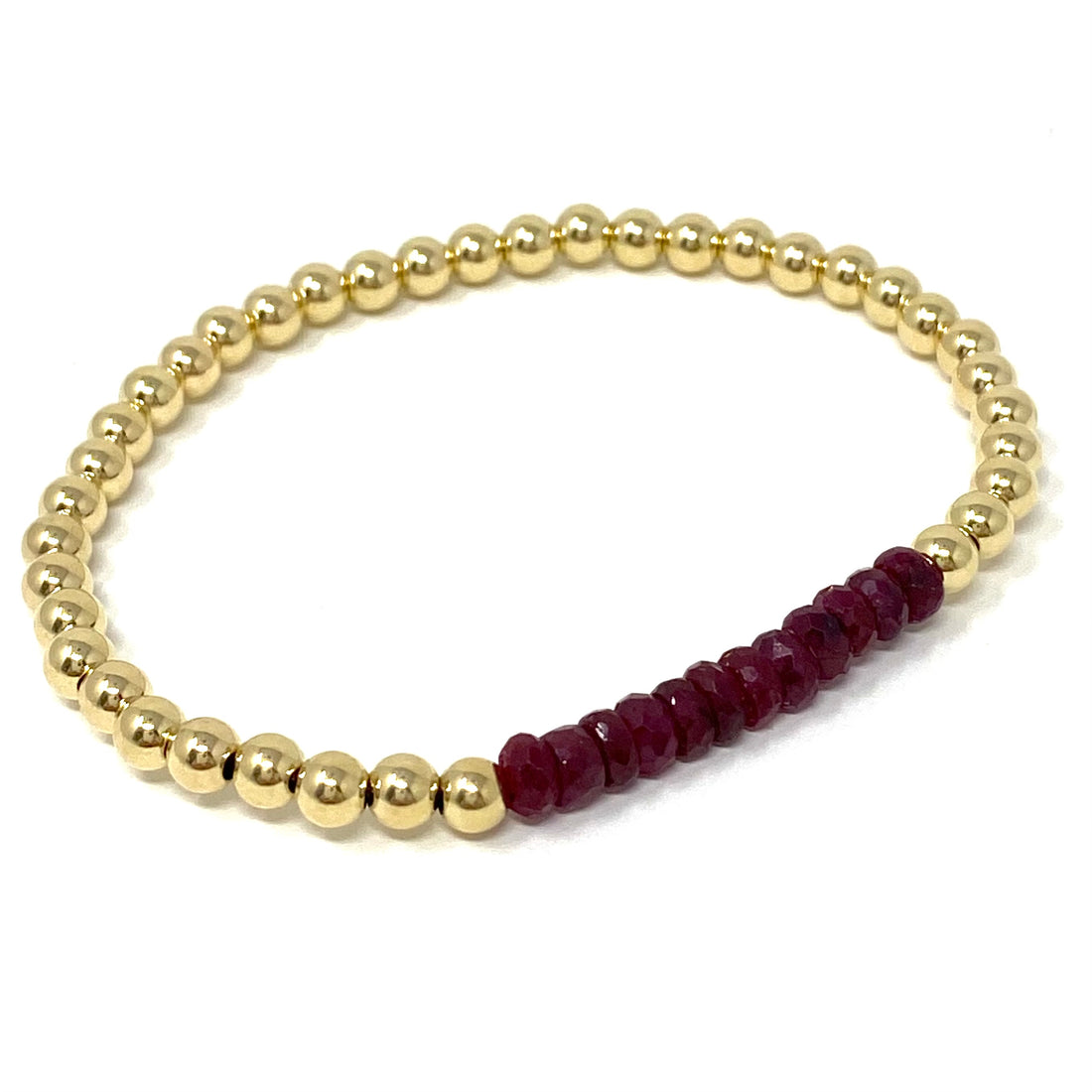 Sofia Ball Bracelet with Ruby Red Jade in Gold