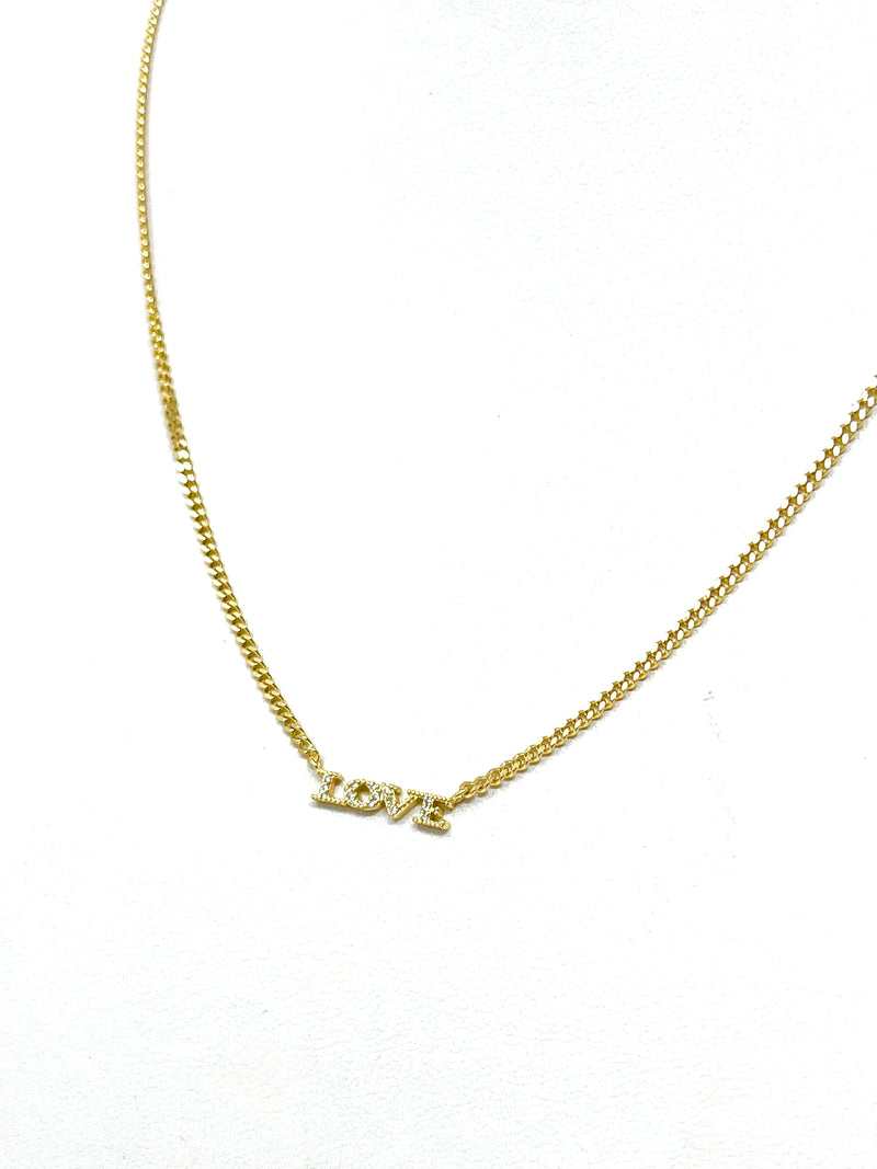 B. Dazzled LOVE Necklace in Gold