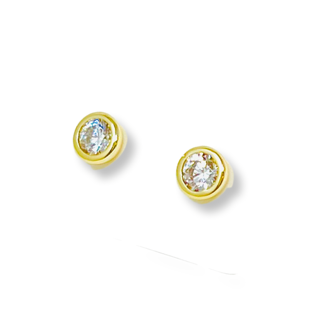 Carter Bezel Set Studs in Gold