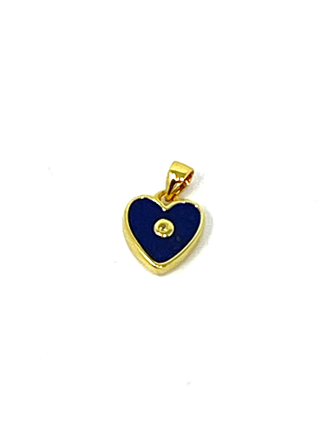 Charming Heart Charm with Single CZ in Blue Lapis