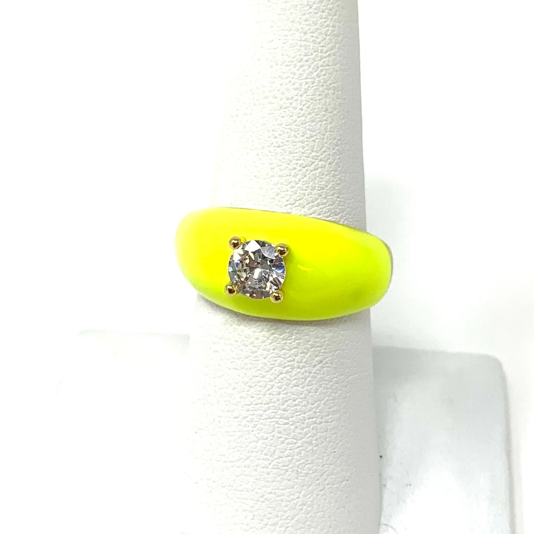 LA Adjustable Enamel Ring in Neon Yellow