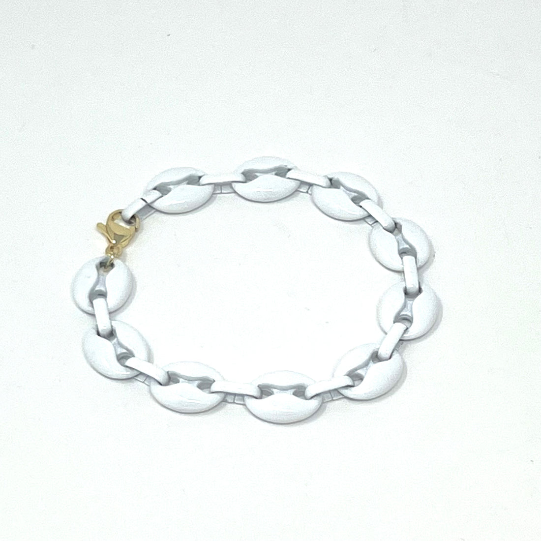 Bubble Enamel Link Bracelet in White