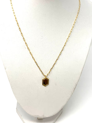 Hexy Mini Chainlink Necklace with Charm in 18k Gold Vermeil