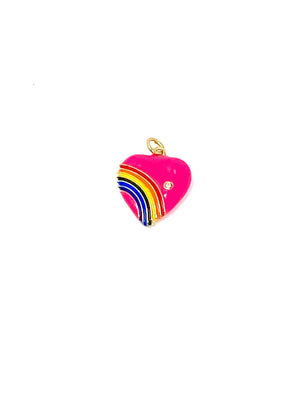 Charming Enamel Heart and Rainbow Charm