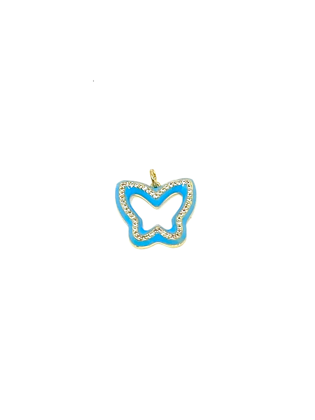 Charming Enamel Butterfly Charm with Gold Pave Outline