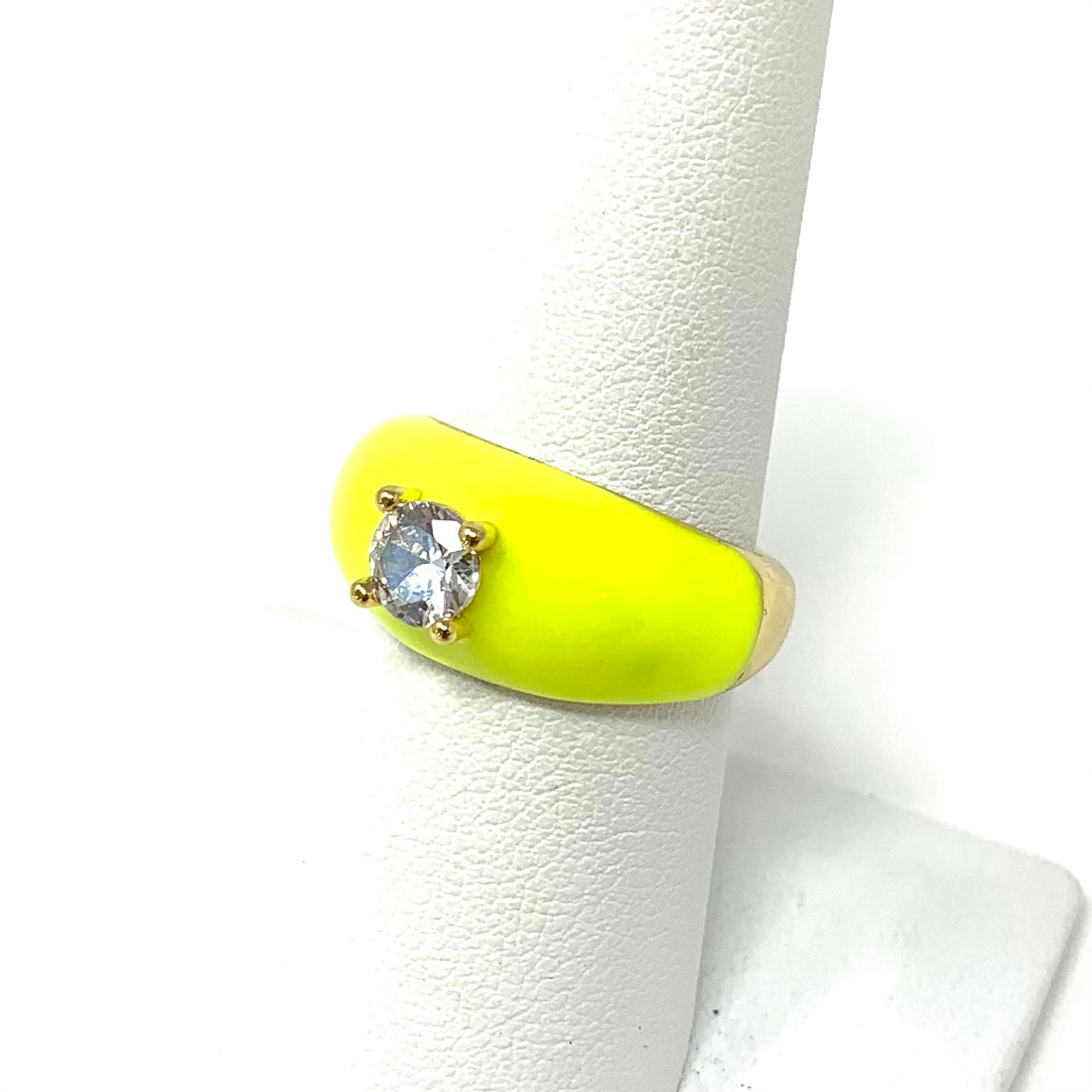 LA Adjustable Enamel Ring in Neon Yellow