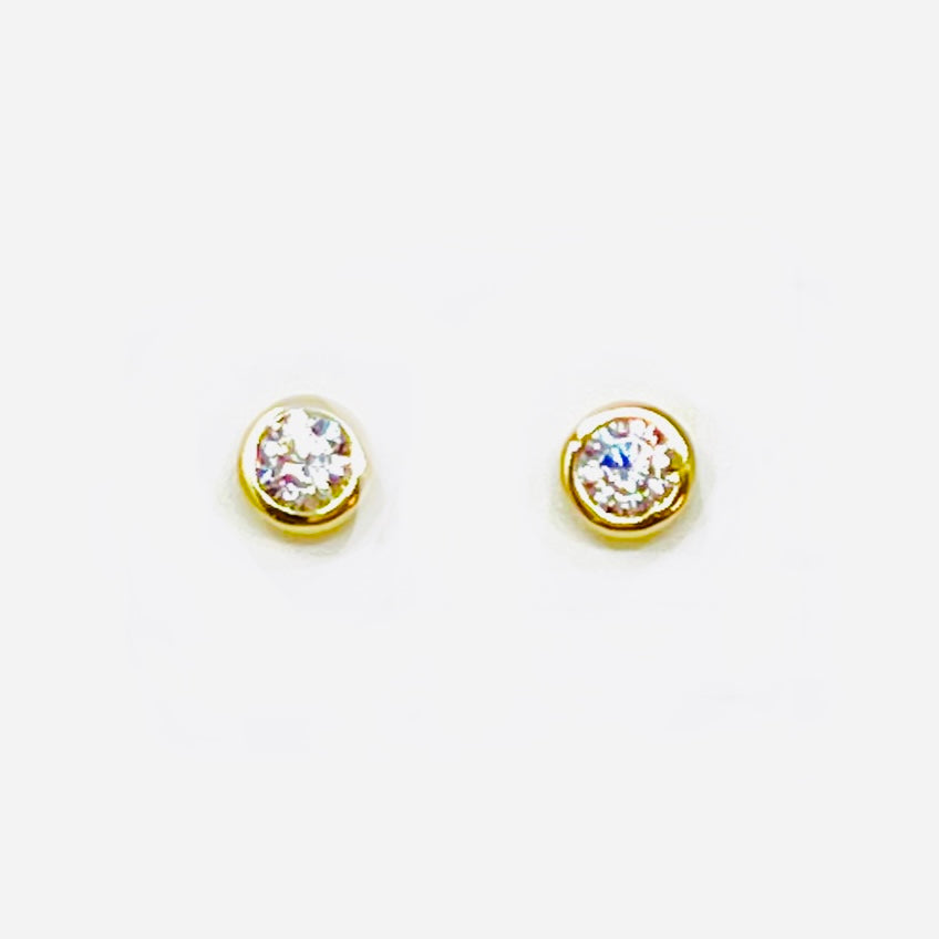 Carter Bezel Set Studs in Gold