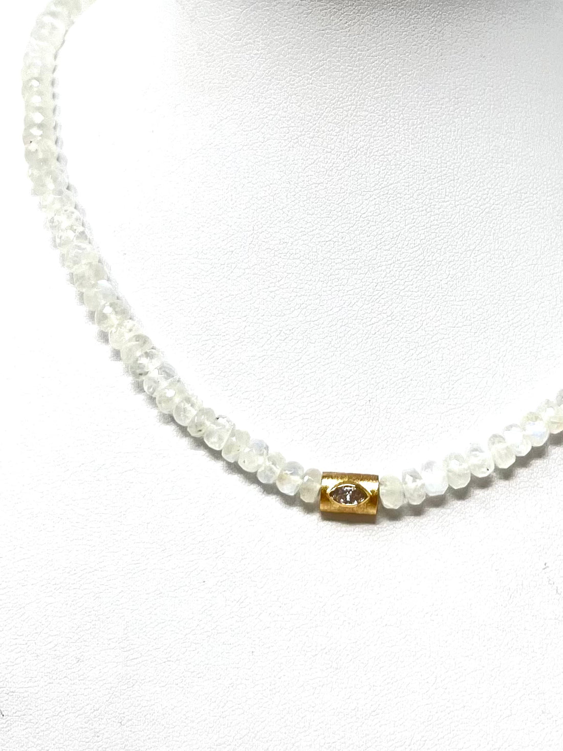 Evil Eye Faceted Beaded Necklace in Clear Quartz