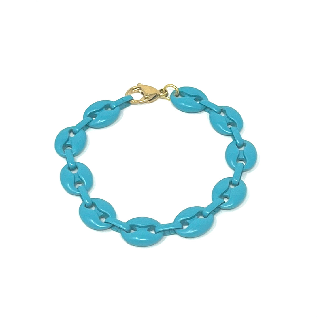 Bubble Enamel Link Bracelet in Deep Turquoise