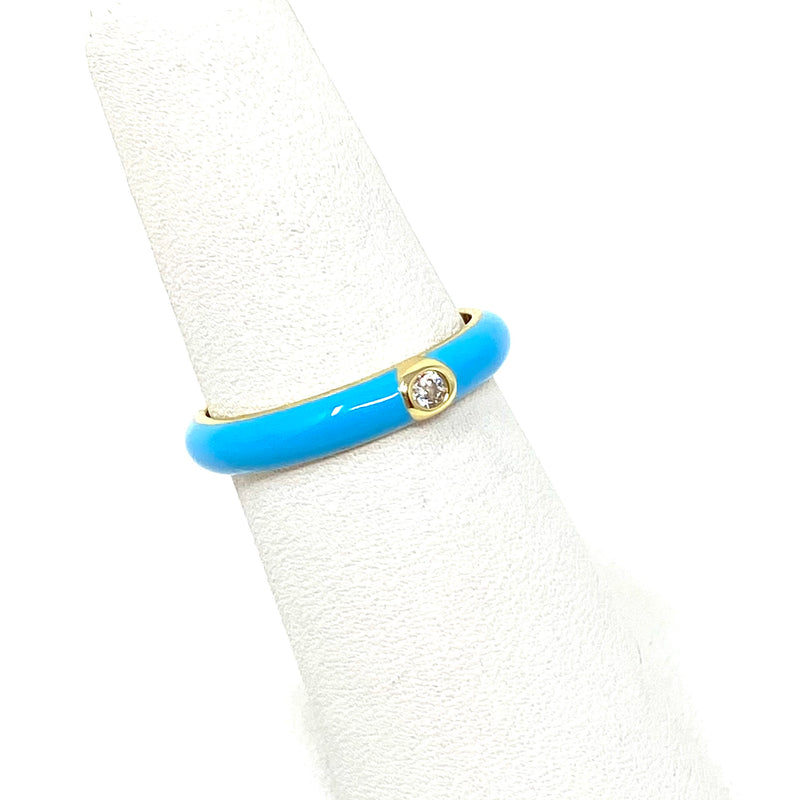 Enamel Ring with Solitaire Stone in Turquoise