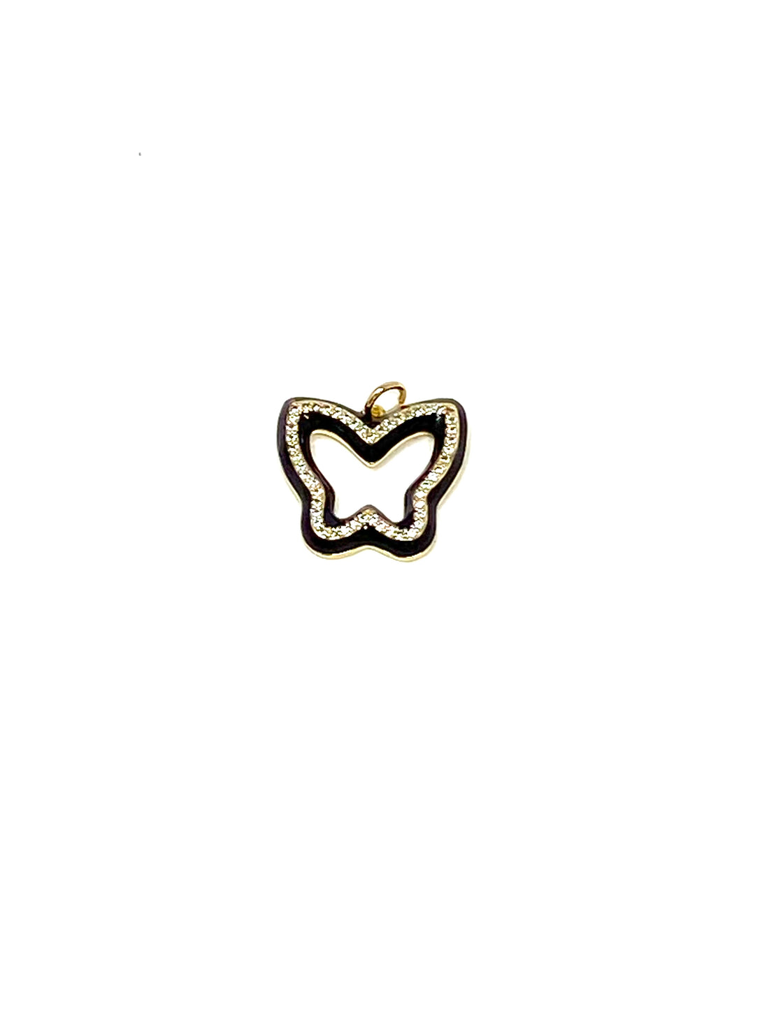 Charming Enamel Butterfly Charm with Gold Pave Outline