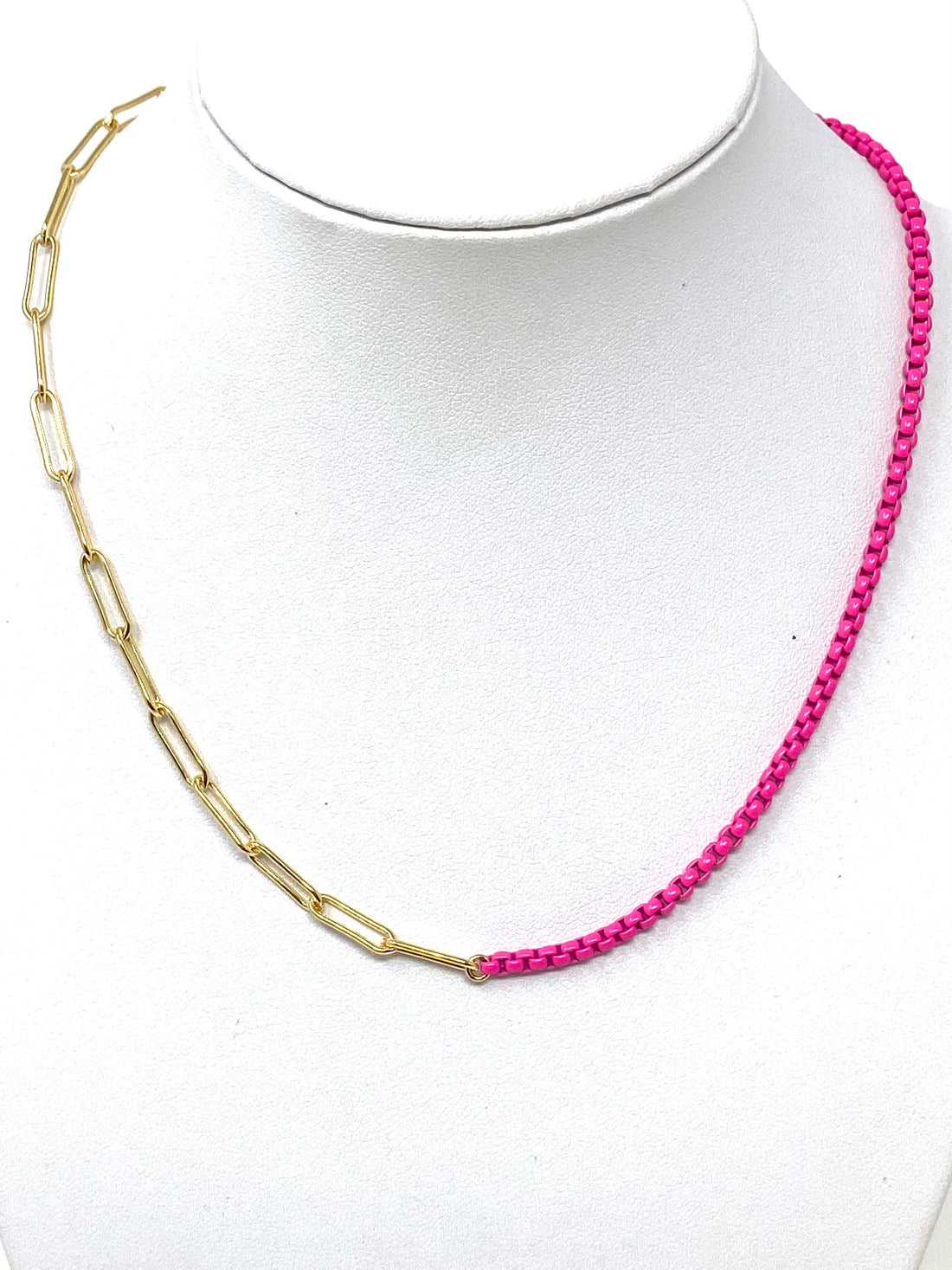 Going Dutch Chain in Hot Pink with Gold Chainlink