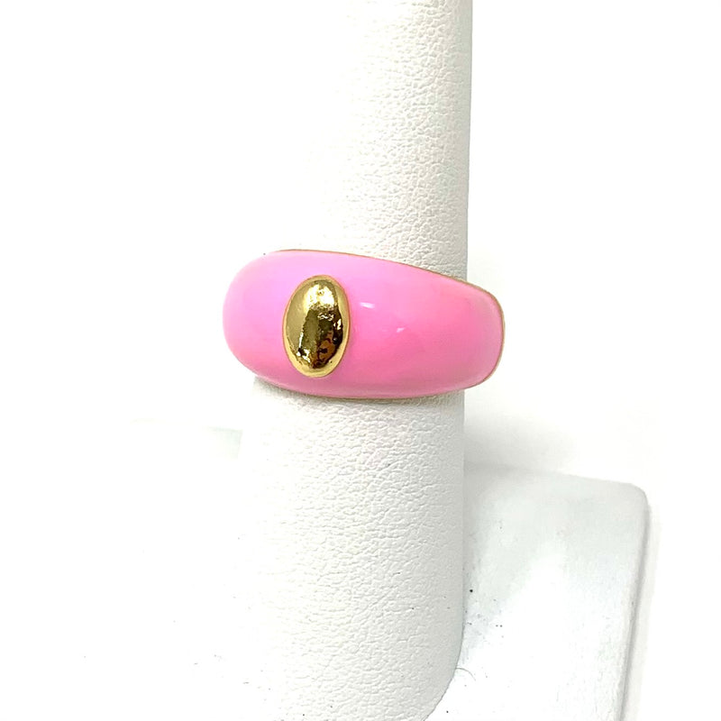 NYC Adjustable Enamel Ring in Bubble Gum Pink