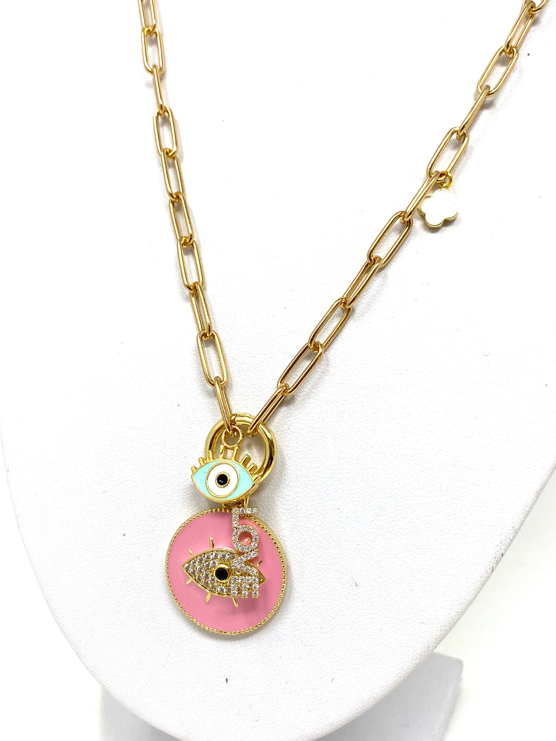 Soteria Charm Necklace in Pink