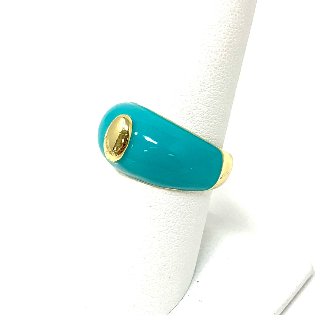 NYC Adjustable Enamel Ring in Turquoise