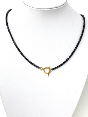 Toby Toggle Necklace with Color Coated Chain in Black