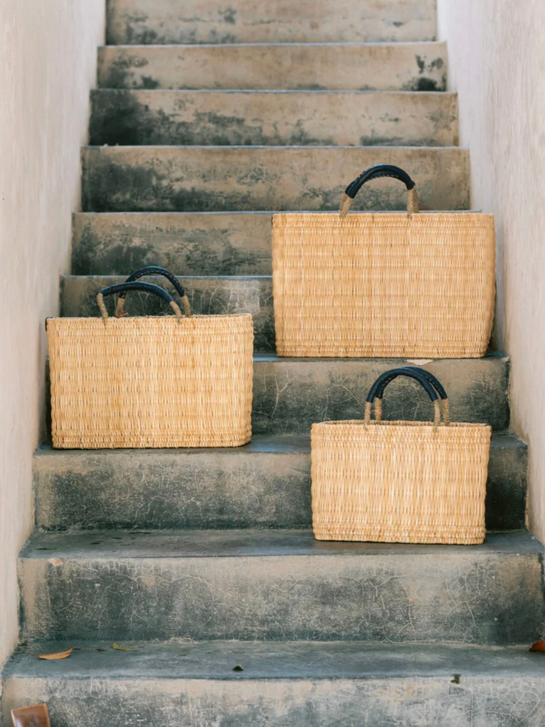 Medina Medium Market Basket Bag with Saffron Leather Handle