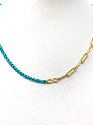 Going Dutch Chain in Turquoise with Gold Chainlink