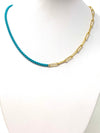 Going Dutch Chain in Turquoise with Gold Chainlink