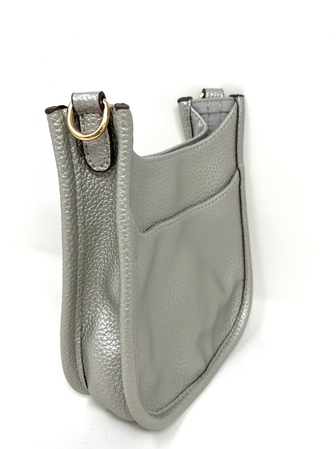 Mini Saddle Bag in Vegan Leather in Silver