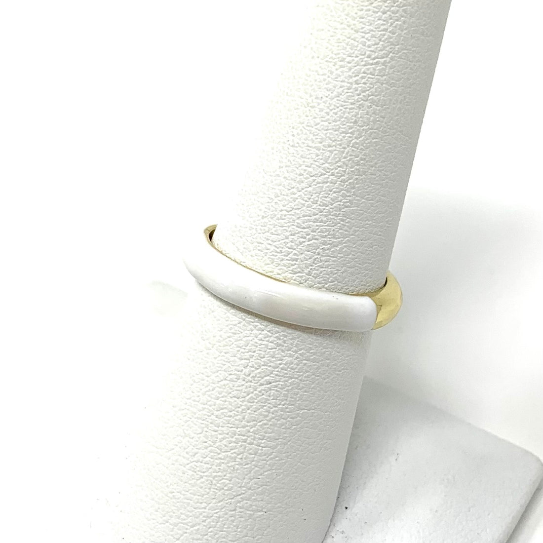Boston Adjustable Enamel Ring in White