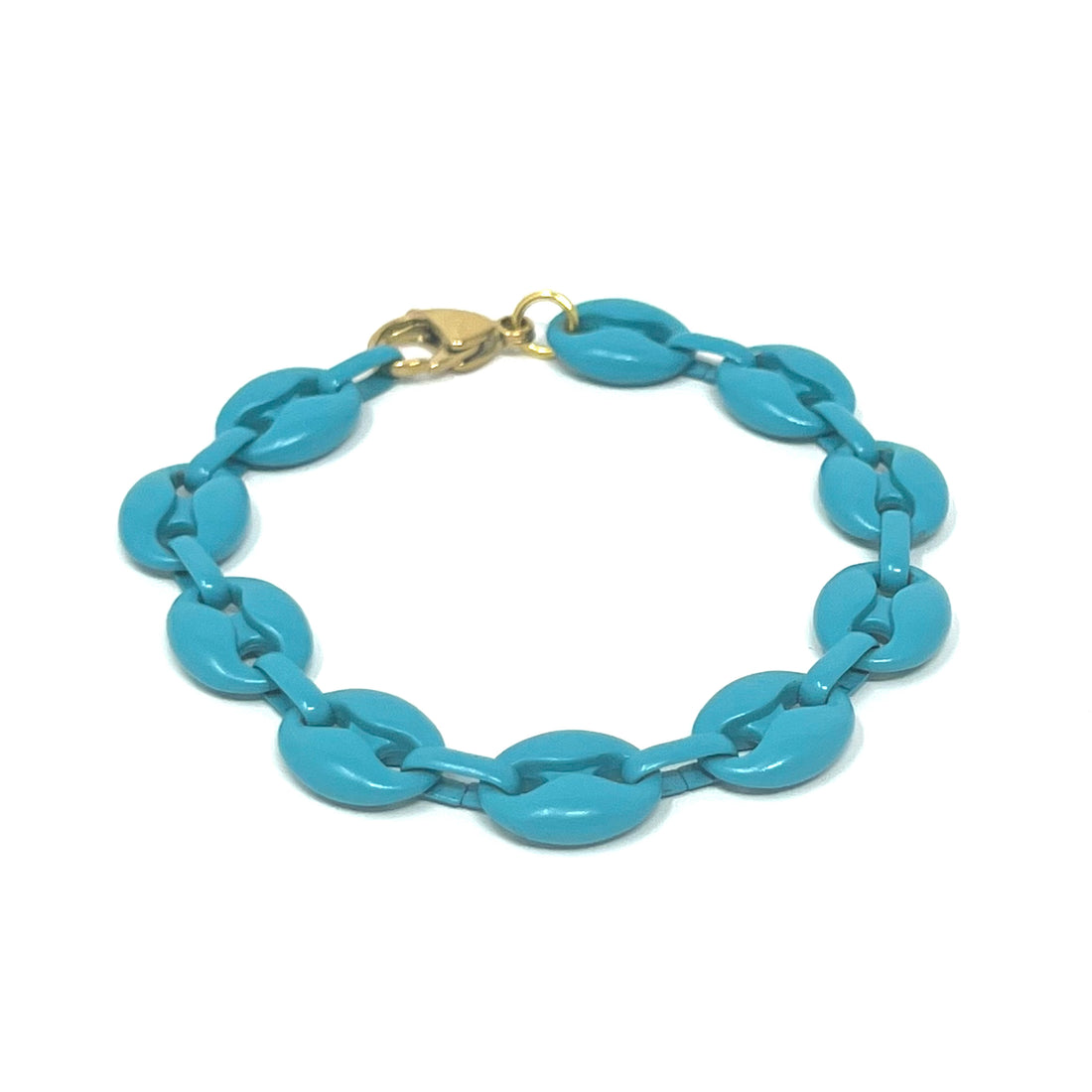 Bubble Enamel Link Bracelet in Deep Turquoise