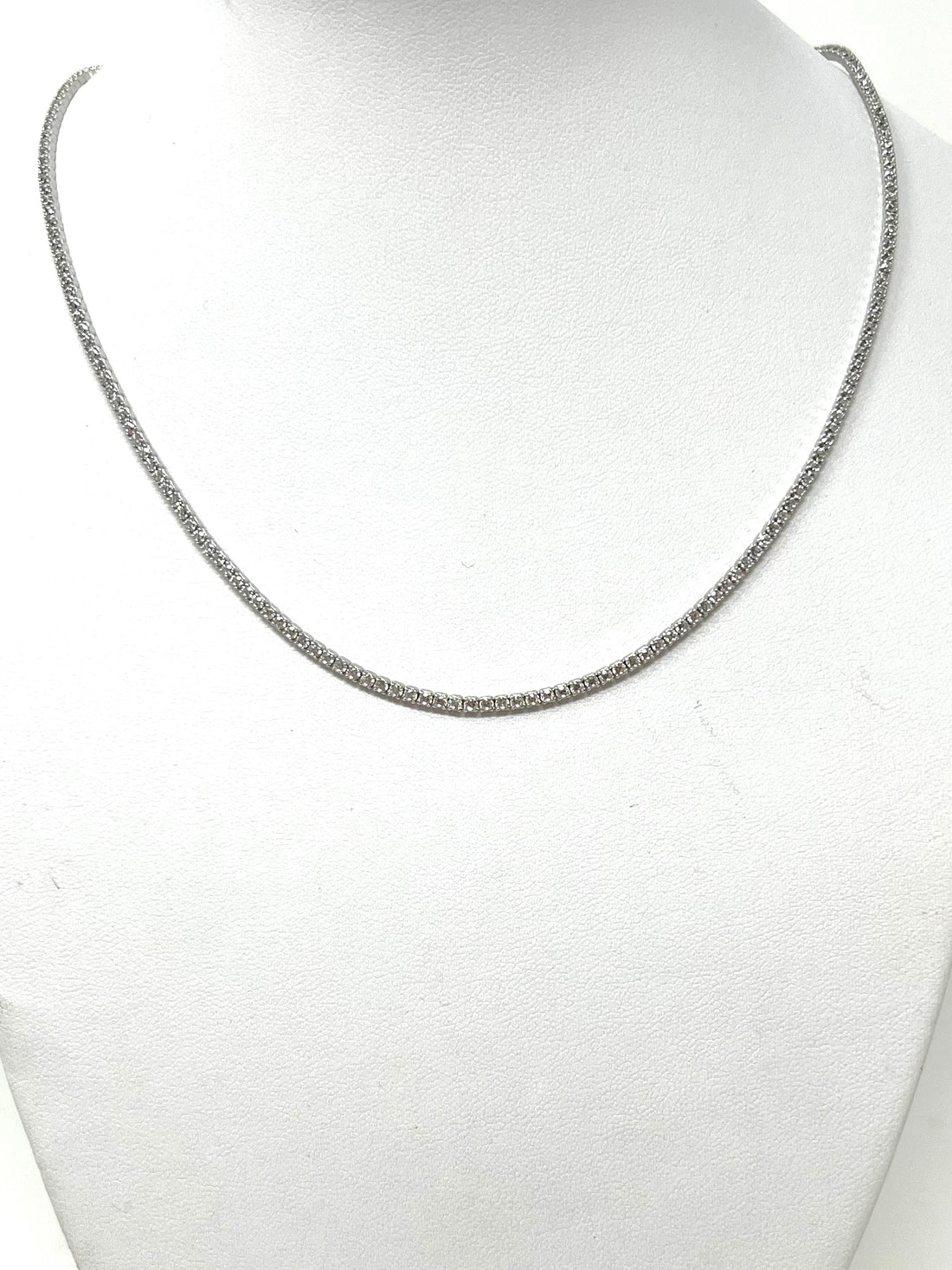 April Tennis Necklace in Silver with Clear Stones