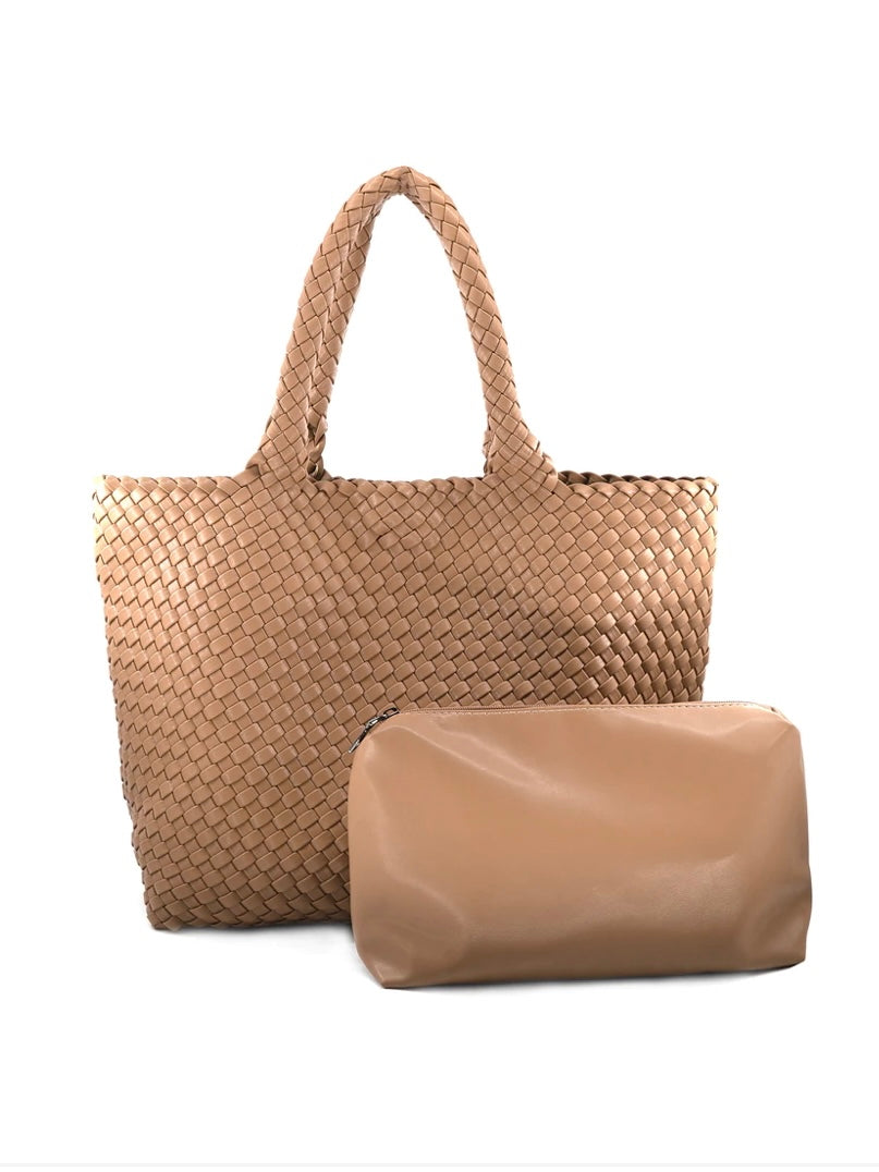 Updated Woven Tote in Taupe