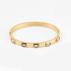 Jax Bangle in Gold with Clear Stones