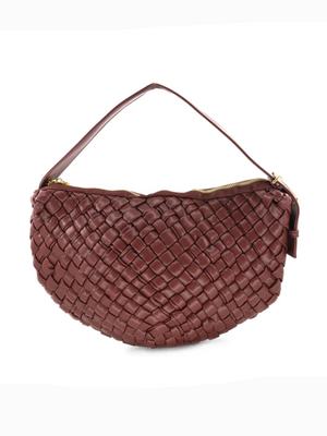Kylie Woven Bag in Vegan Leather in Wine