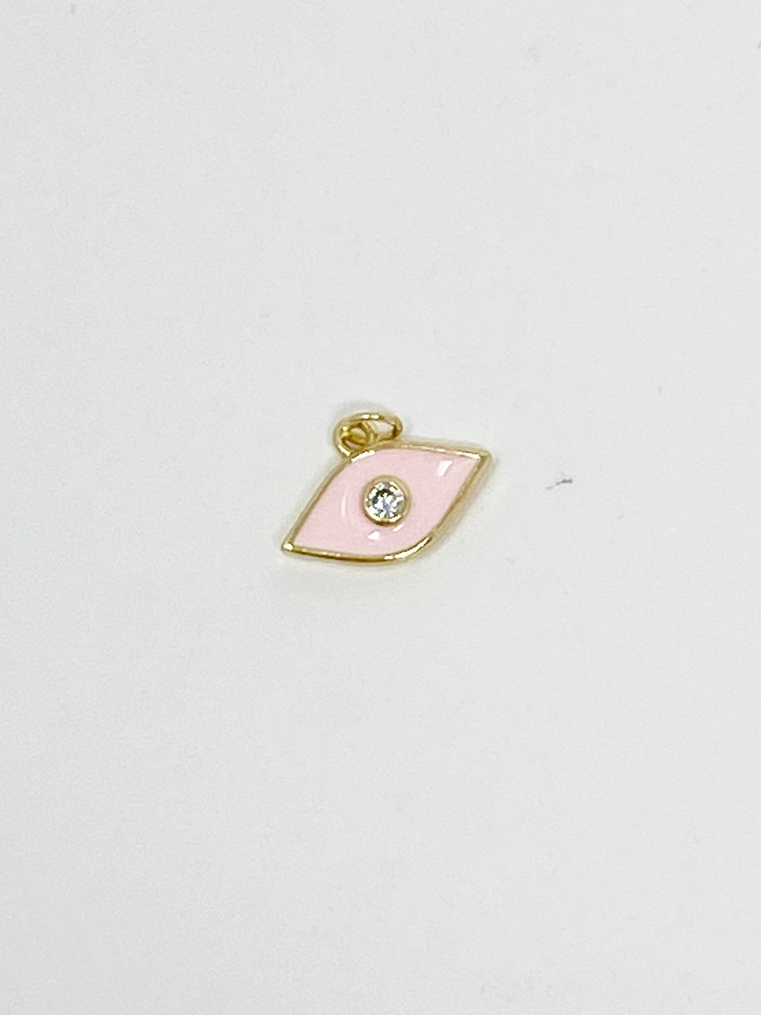 Charming Pink Eye with CZ Stud Charm in Gold