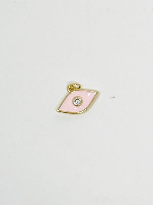 Charming Pink Eye with CZ Stud Charm in Gold
