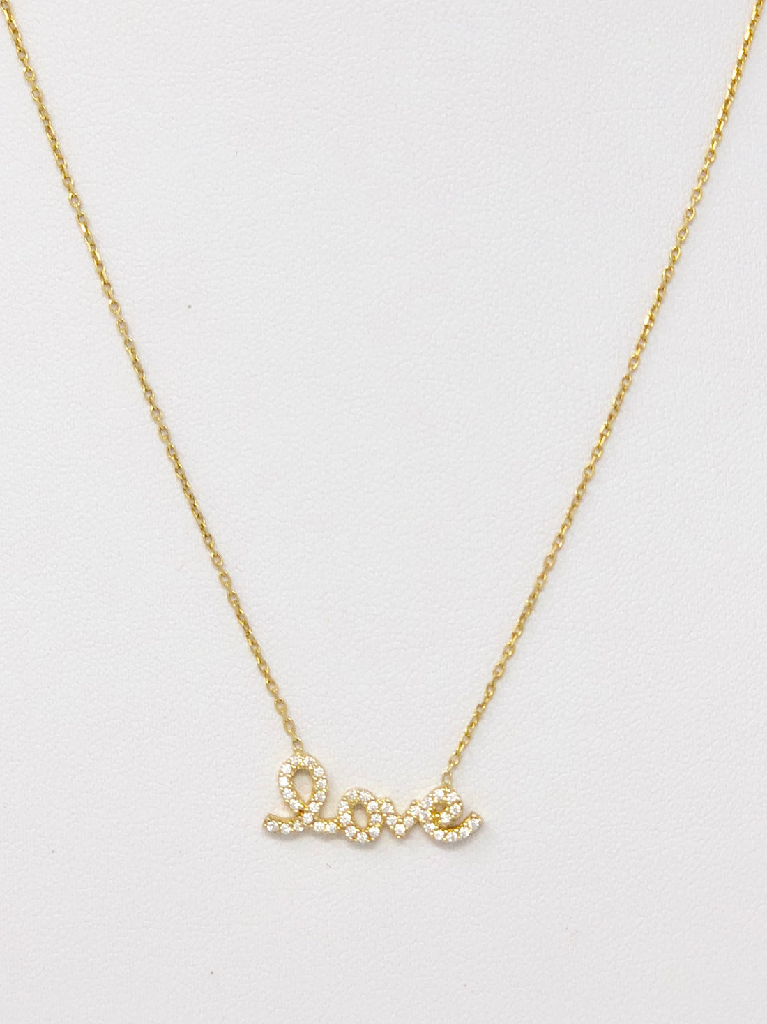 Love is a Cursive Necklace in Gold