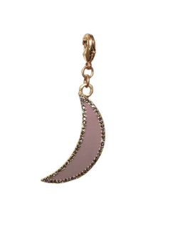 Charming Enamel Pave Moon Charm in Gold with Lavender