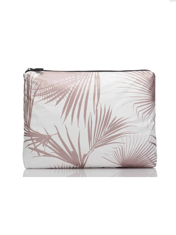 ALOHA Day Palms Mid Size Pouch in Rose Gold