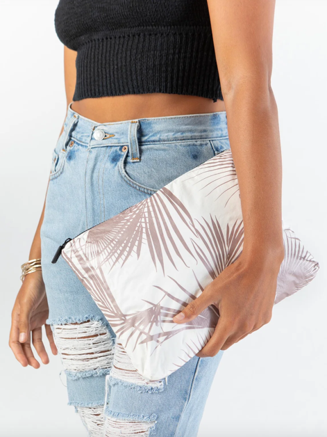 ALOHA Day Palms Mid Size Pouch in Rose Gold
