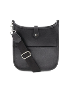 Midsize Saddle Bag in Vegan Leather in Black