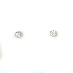 Mini Stones Studs in 6 Prong Silver