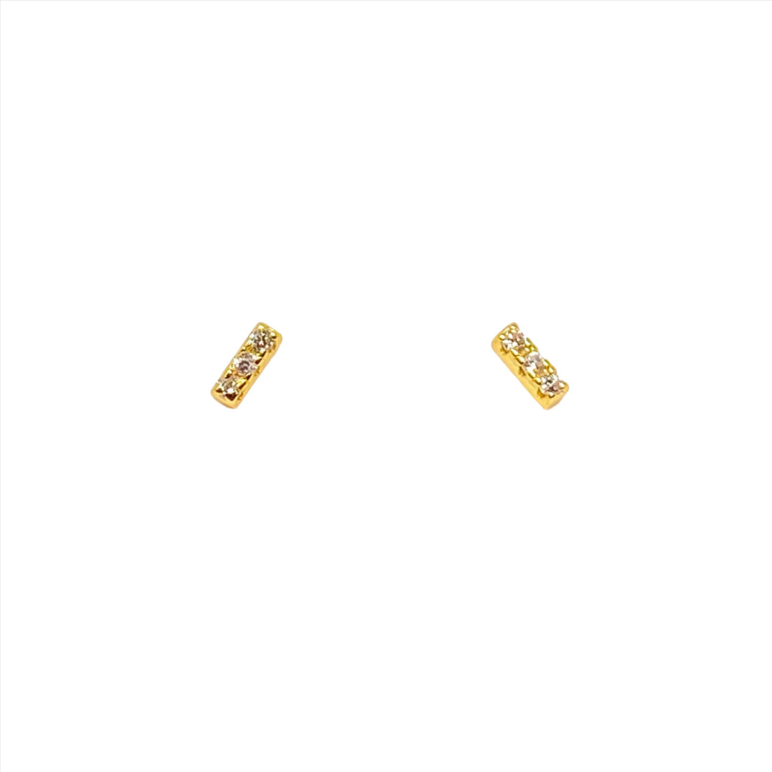 Mini Bar Pave Studs in Gold