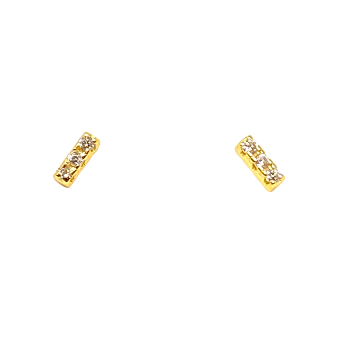 Mini Bar Pave Studs in Gold