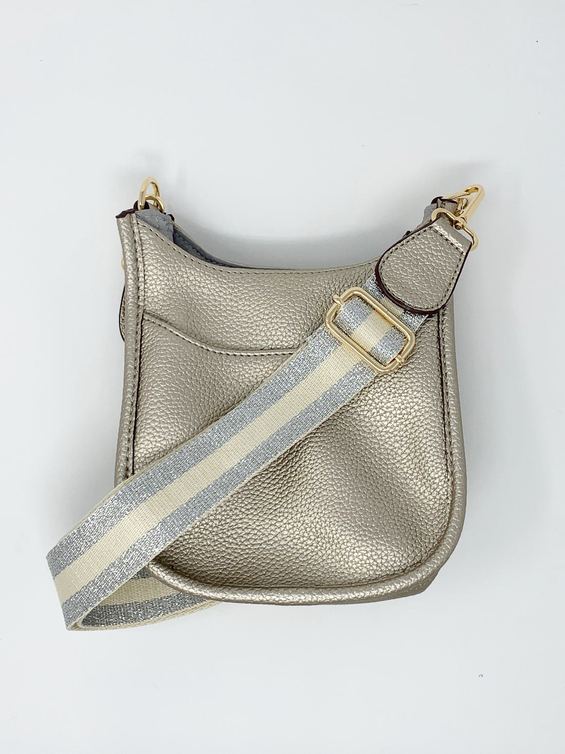 Mini Saddle Bag in Vegan Leather in Pewter