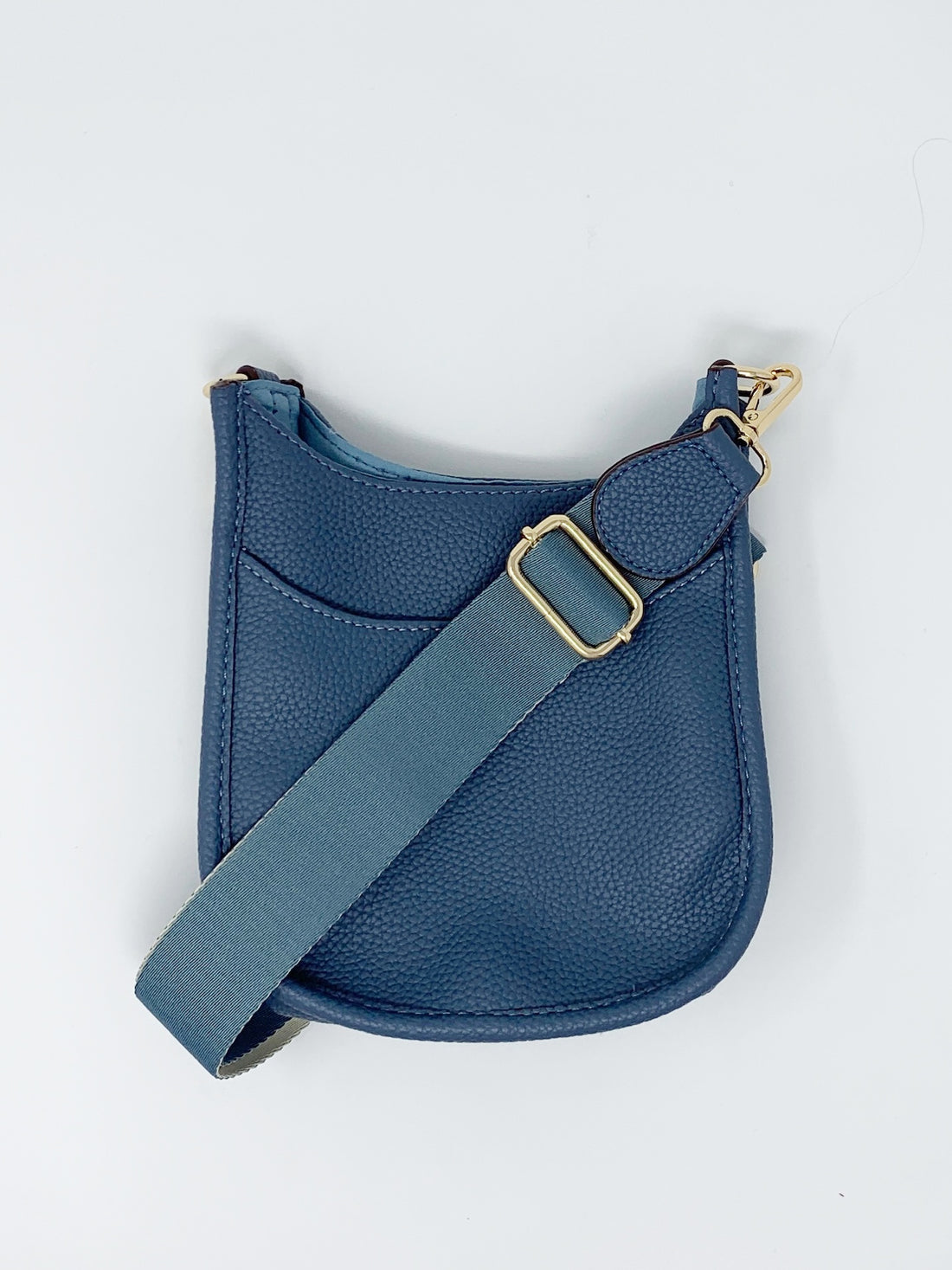 Mini Saddle Bag in Vegan Leather in Denim Blue